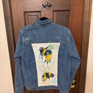 Custom Hand-Painted Bee Denim Jacket